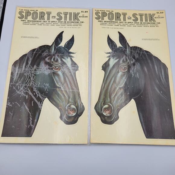 Vintage Meyercord Horse Head Decals Set of Two Sport-Stik NWT - Picture 1 of 7